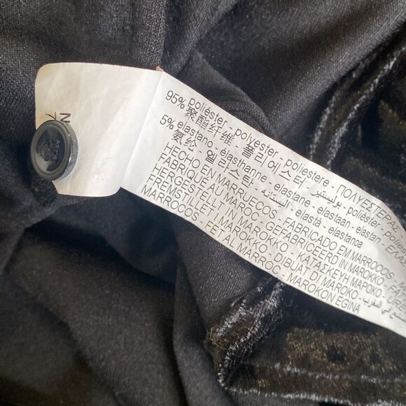 Zara Oversized Black Velvet Women's Long Sleeve Button Down Shirt 90s Vampy Goth - Picture 5 of 6